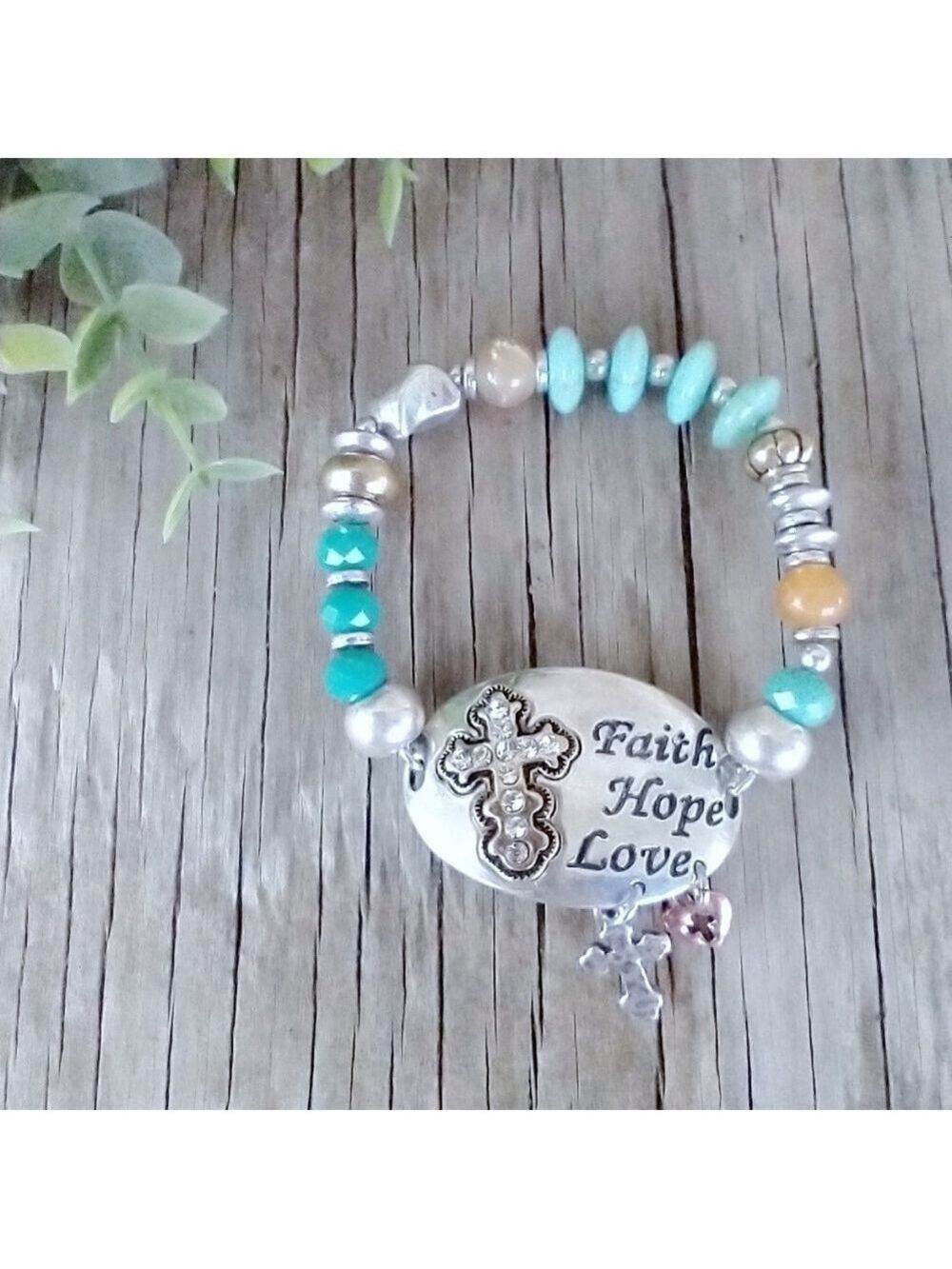 NWT Western Faith Hope Love Stretch Bracelet - Picture 1 of 5